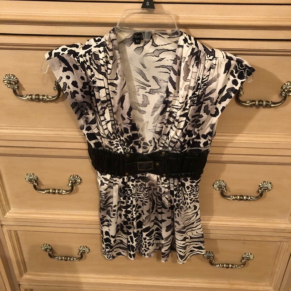 Sky Zebra Tank Top Leather Belt - Picture 2 of 7